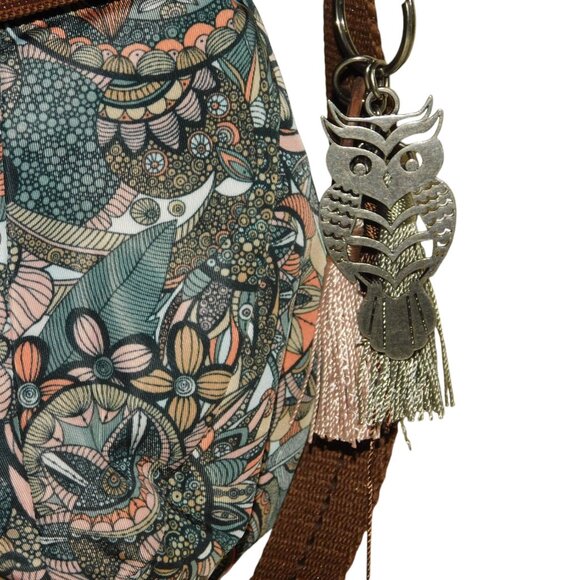Sakroots Recycled Eco Twill Foldover Crossbody Owl Keychain - Picture 2 of 12